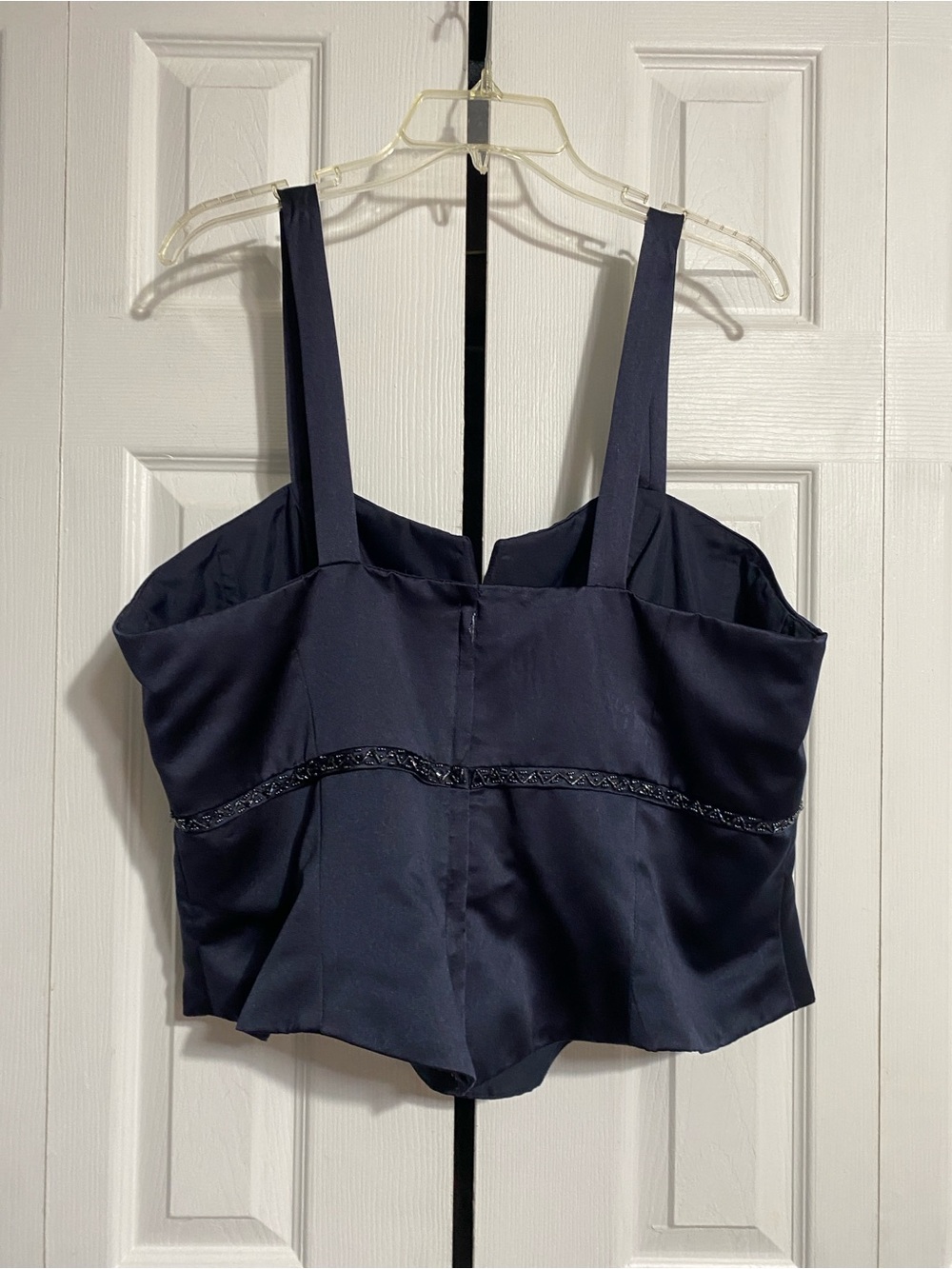 Morilee navy blue formal satin a-line skirt & beaded corset camisole top SIZE 24 - Picture 6 of 16
